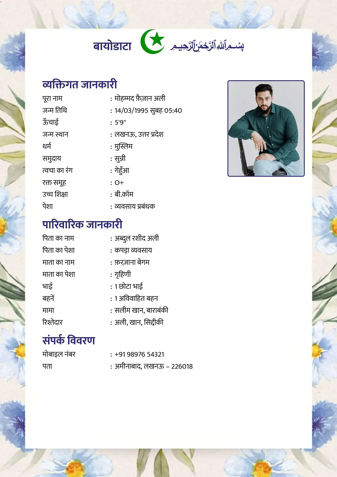 Abstract Shaded biodata template