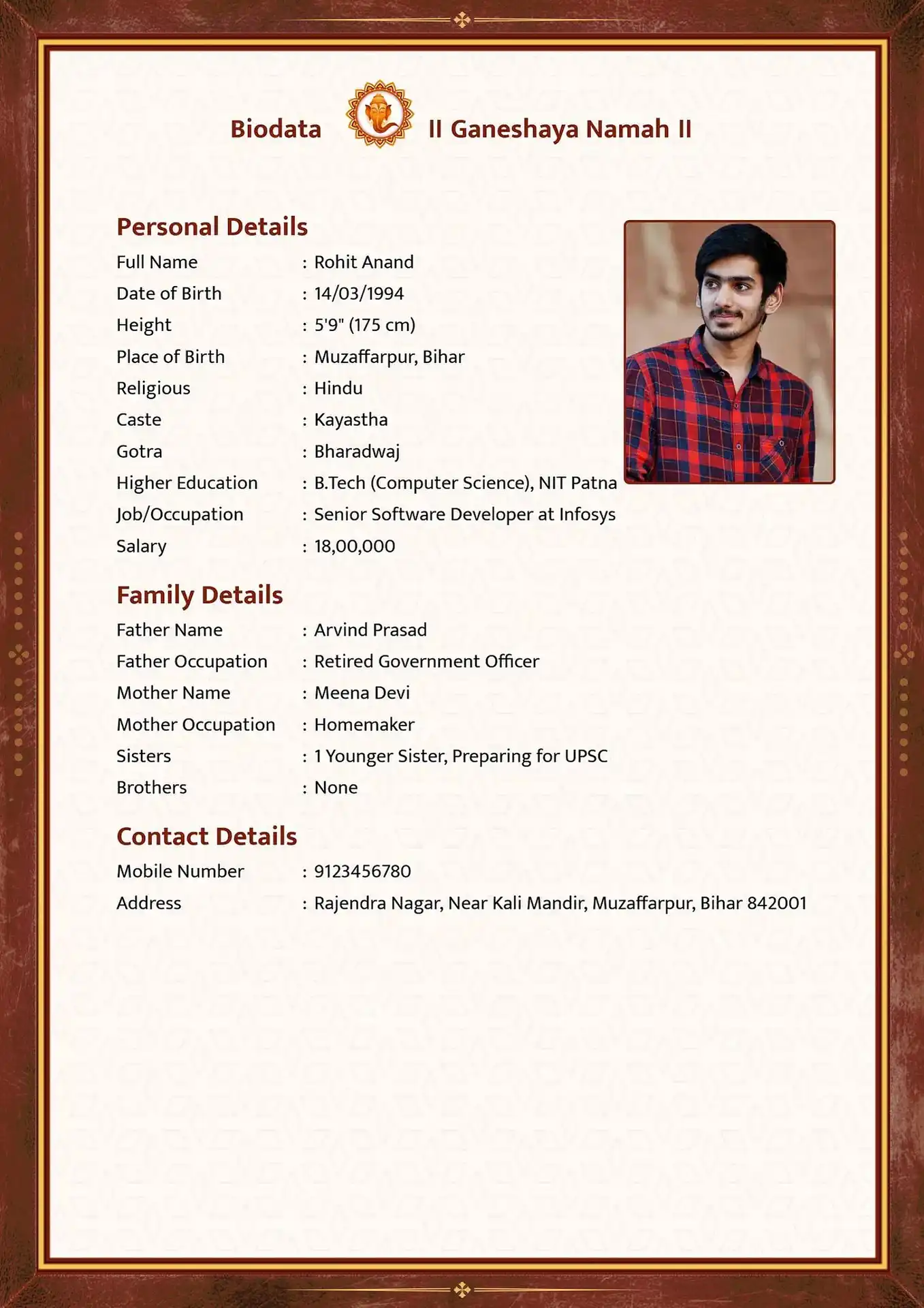 Abstract Frame biodata template